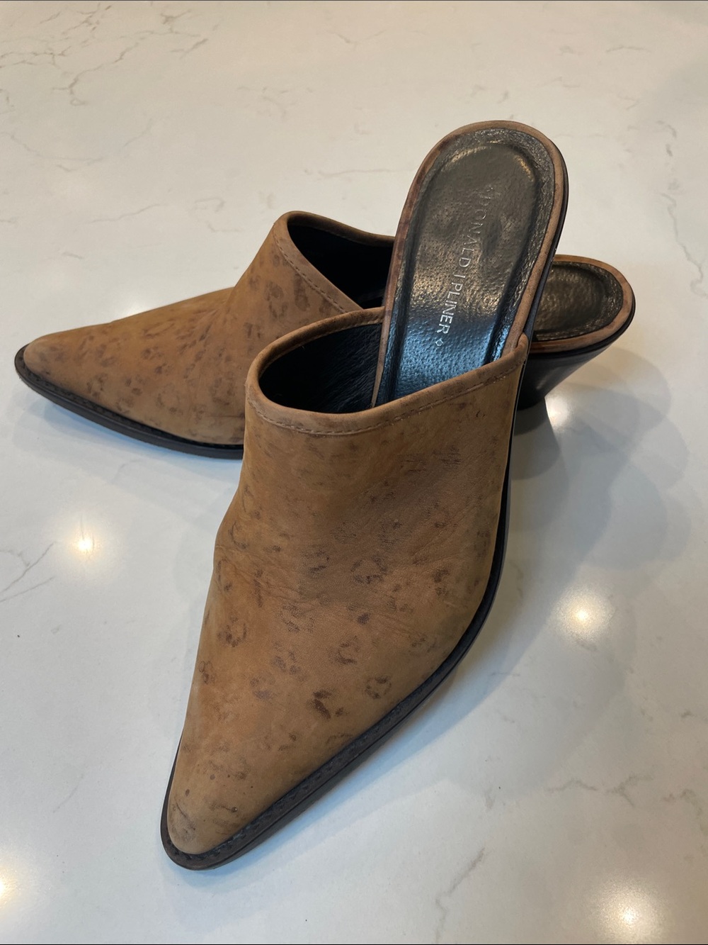 Donald J. Pliner ‘Marta’ Tan Pointed-Toe Mule Heels 9